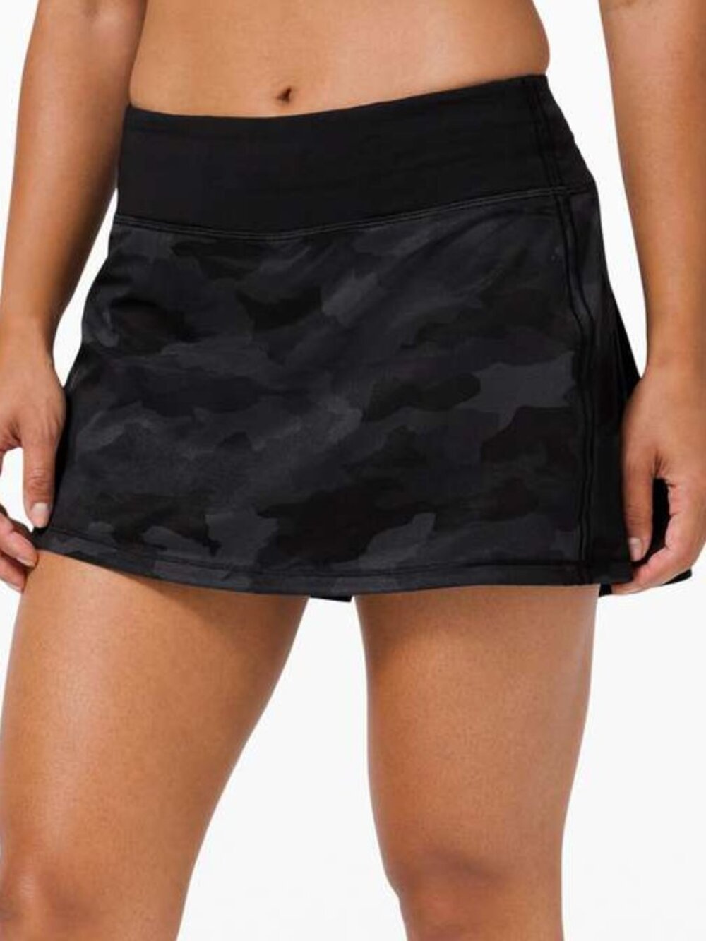 LULULEMON Pace Rival Mid Rise Skirt RUN HERITAGE CAMO DEEP COAL SZ 6 PRE-OWNED